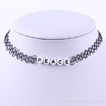 Alphabet Beads Handmade Stretch Tattoo Choker Necklace